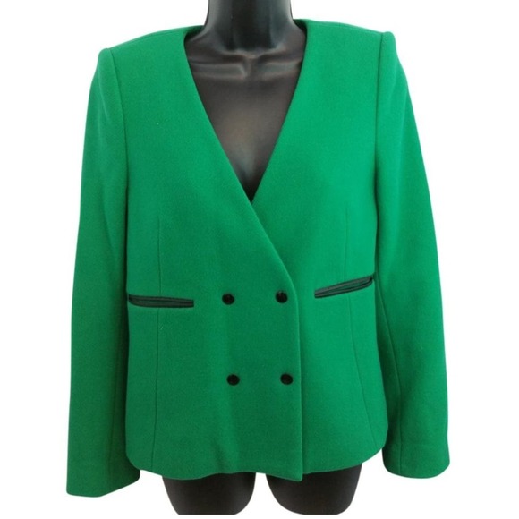 SANDRO Emerald Green Wool Blend Blazer Jacket 38 - Picture 1 of 6